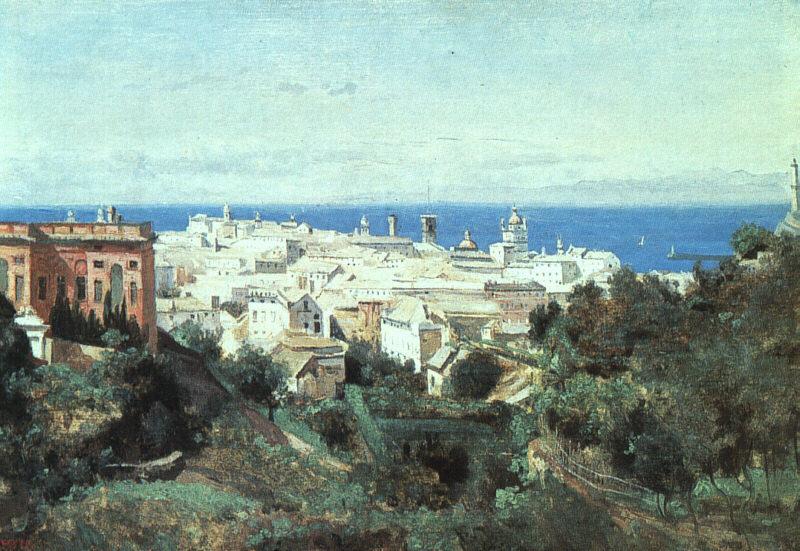  Jean Baptiste Camille  Corot View of Genoa Spain oil painting art